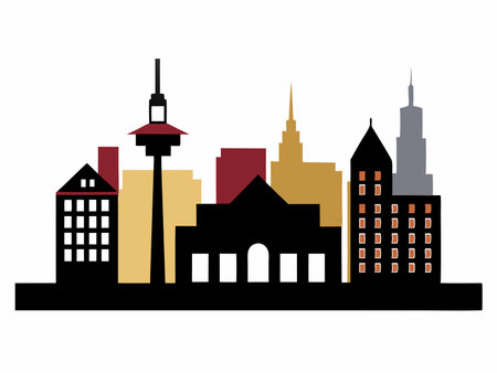 Buildings silhouette vector on white backgroundのイラスト素材