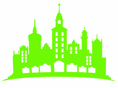 Buildings silhouette vector on white backgroundのイラスト素材