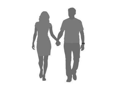 Couple holding hands silhouette vector on white backgroundのイラスト素材