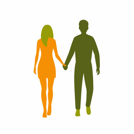 Couple holding hands silhouette vector on white backgroundのイラスト素材