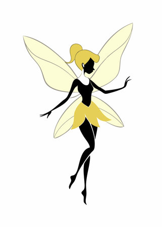Fairy silhouette vector art on white backgroundのイラスト素材
