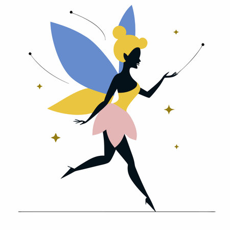 Fairy silhouette vector art on white backgroundのイラスト素材