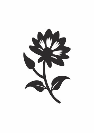 Flower silhouette on white backgroundのイラスト素材