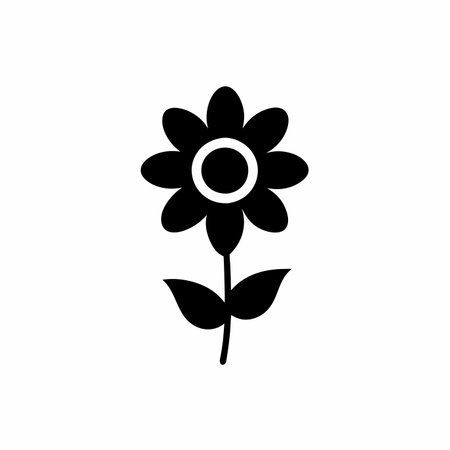 Flower silhouette on white backgroundのイラスト素材
