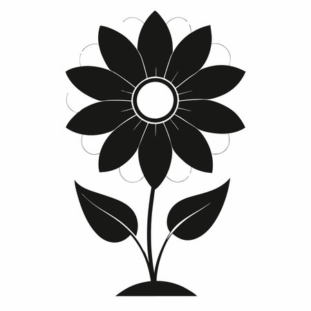 Flower silhouette on white backgroundのイラスト素材