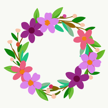 Flowers wreath vector on white backgroundのイラスト素材