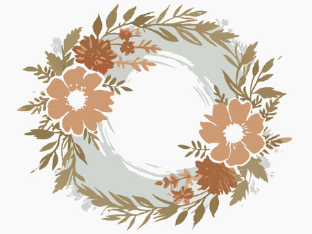 Flowers wreath vector on white backgroundのイラスト素材