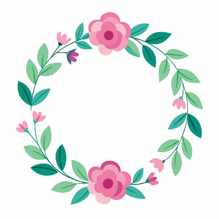 Flowers wreath vector on white backgroundのイラスト素材
