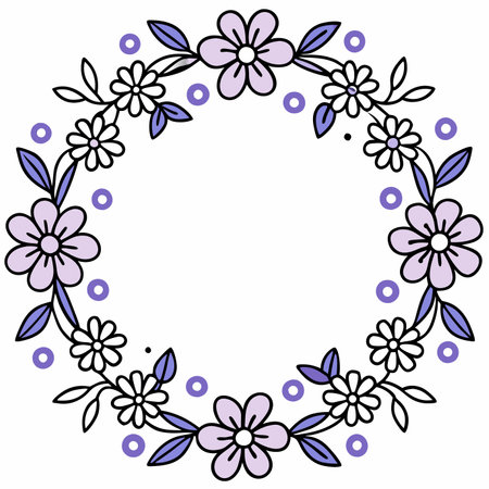 Flowers wreath vector on white backgroundのイラスト素材