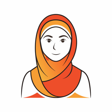 Minimal Muslim girl continuous line art illustration on white backgroundのイラスト素材