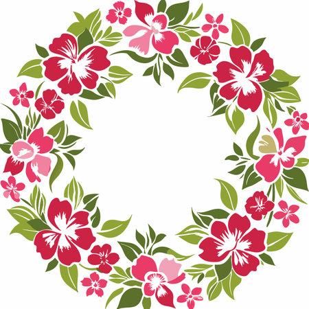 Flowers wreath vector on white backgroundのイラスト素材