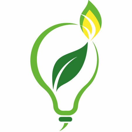 Organic power logo design leaf with bulb vector on white backgroundのイラスト素材
