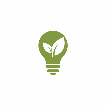 Organic power logo design leaf with bulb vector on white backgroundのイラスト素材