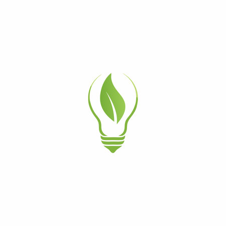 Organic power logo design leaf with bulb vector on white backgroundのイラスト素材