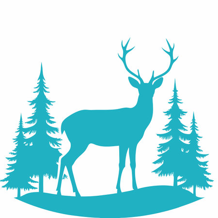 Wildlife forest silhouette vector on white backgroundのイラスト素材