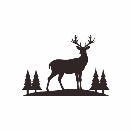 Wildlife forest silhouette vector on white backgroundのイラスト素材
