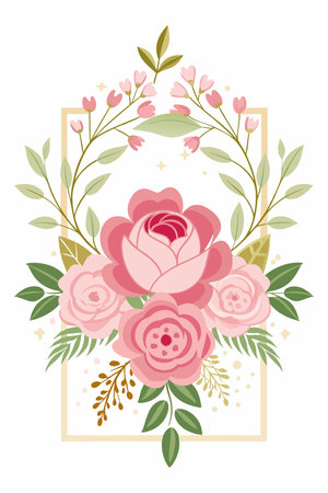 Pink floral vector on white backgroundのイラスト素材