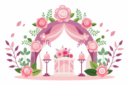 Pink floral wedding vector on white backgroundのイラスト素材