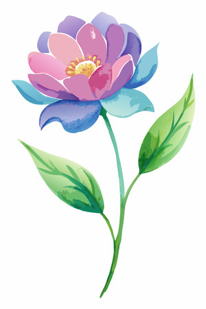 Watercolor flower vector on white backgroundのイラスト素材