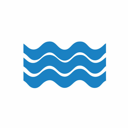 Blue water wave vector on white background