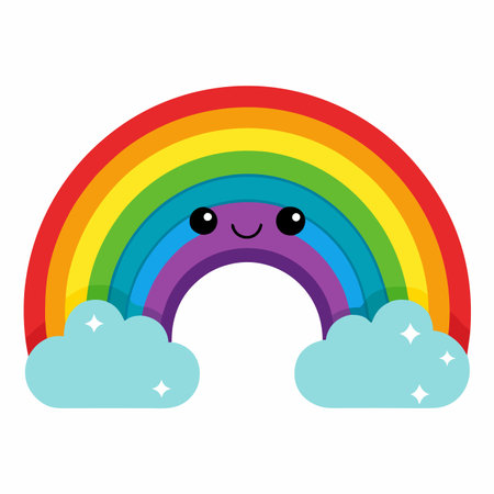 Colorful cute rainbow vector on white backgroundのイラスト素材