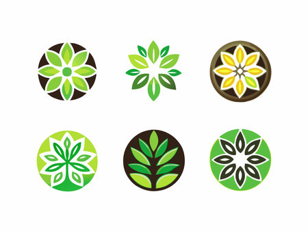 Set of leaf logo design vector on white backgroundのイラスト素材