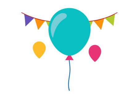 Birthday balloons on white backgroundのイラスト素材