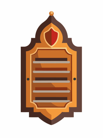 Door plaque hanging wood sign flat illustration on white backgroundのイラスト素材