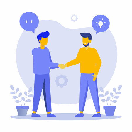 Shaking hands flat illustration on white backgroundのイラスト素材