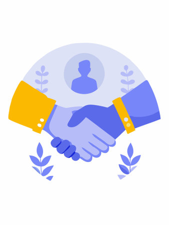 Shaking hands flat illustration on white backgroundのイラスト素材