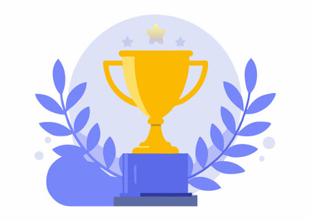 Trophy cup flat illustration on white backgroundのイラスト素材