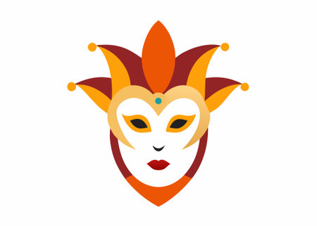 Venetian carnival mask flat illustration on white backgroundのイラスト素材