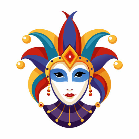 Venetian carnival mask flat illustration on white backgroundのイラスト素材