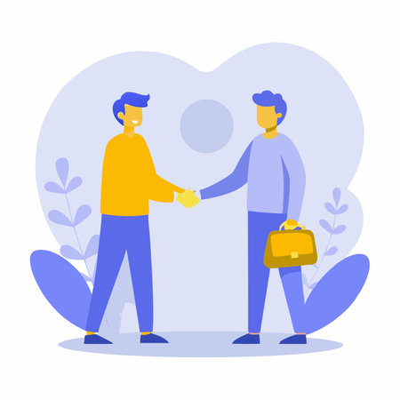 Shaking hands flat illustration on white backgroundのイラスト素材