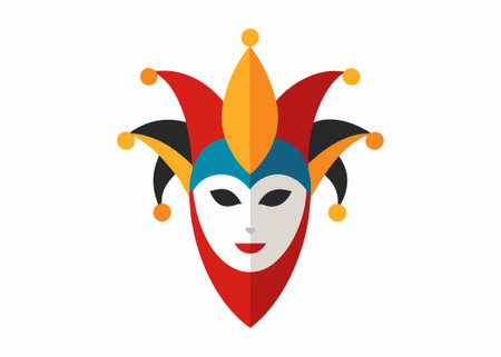 Venice carnival mask flat illustration on white backgroundのイラスト素材