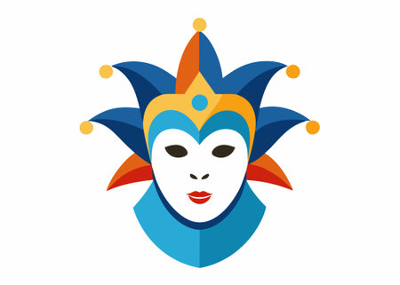 Venice carnival mask flat illustration on white backgroundのイラスト素材