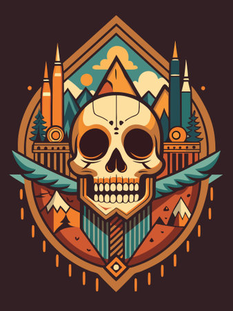 Vintage Adventure graphic with skull illustration tshirt designのイラスト素材