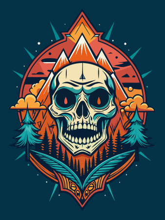 Vintage Adventure graphic with skull illustration tshirt designのイラスト素材