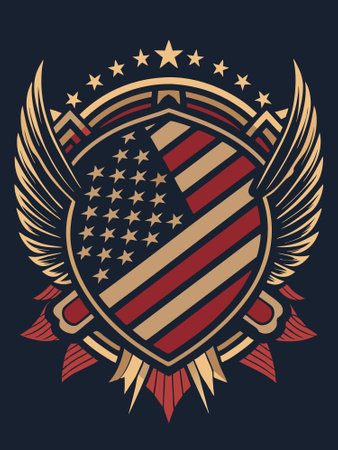 Vintage American flag t-shirt graphics illustrationのイラスト素材