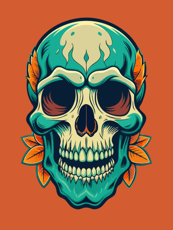 Vintage skull illustration tshirt designのイラスト素材