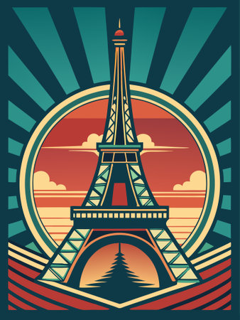 Vintage the Eiffel Tower t-shirt graphics illustrationのイラスト素材