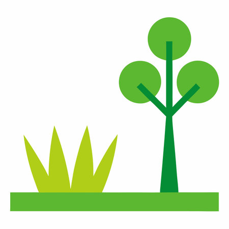Green grass with tree illustration on white backgroundのイラスト素材