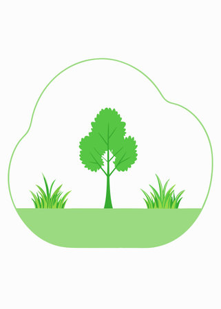 Green grass with tree illustration on white backgroundのイラスト素材
