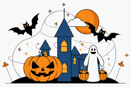 Halloween vector illustration on white backgroundのイラスト素材