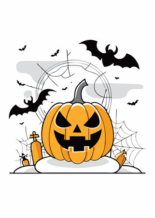 Halloween vector illustration on white backgroundのイラスト素材