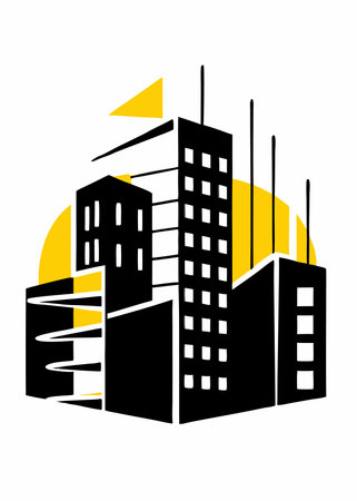 Office buildings illustration on white backgroundのイラスト素材