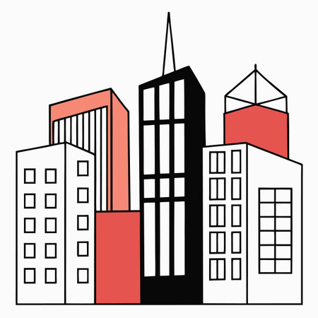 Office buildings illustration on white backgroundのイラスト素材