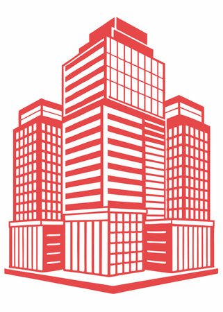 Office buildings illustration on white backgroundのイラスト素材