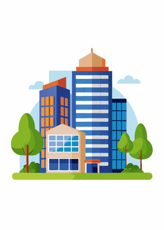 Office buildings illustration on white backgroundのイラスト素材