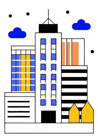 Office buildings illustration on white backgroundのイラスト素材
